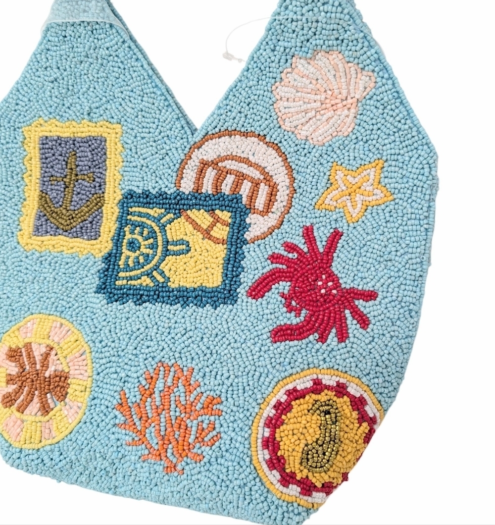Viral TikTok Nautical Beaded Tote Bag NWT Summer Vacation - Picture 2 of 6